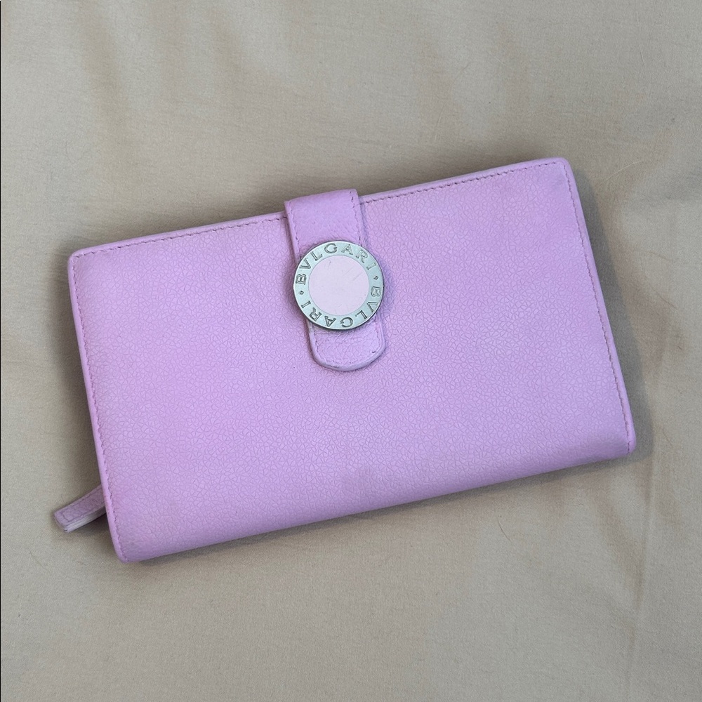 Authentic BVLGARI Lilac Purple Leather Bvlgari Bvlgari Bifold Wallet